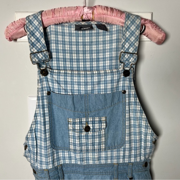 Vintage Lizwear Denim Overalls Dress Plaid Women's Size 6 - Picture 3 of 6
